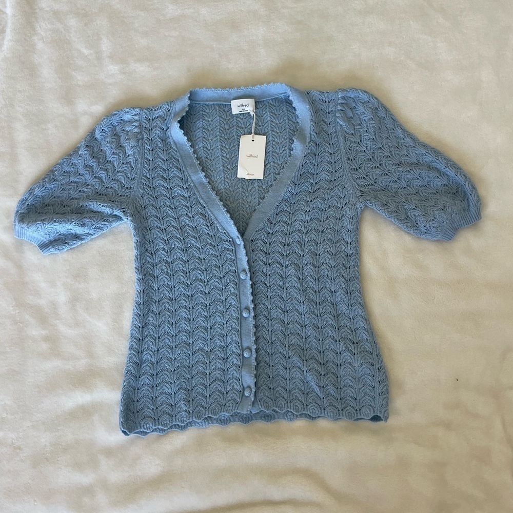 Wilfred Light Blue Knit Lace Cardigan